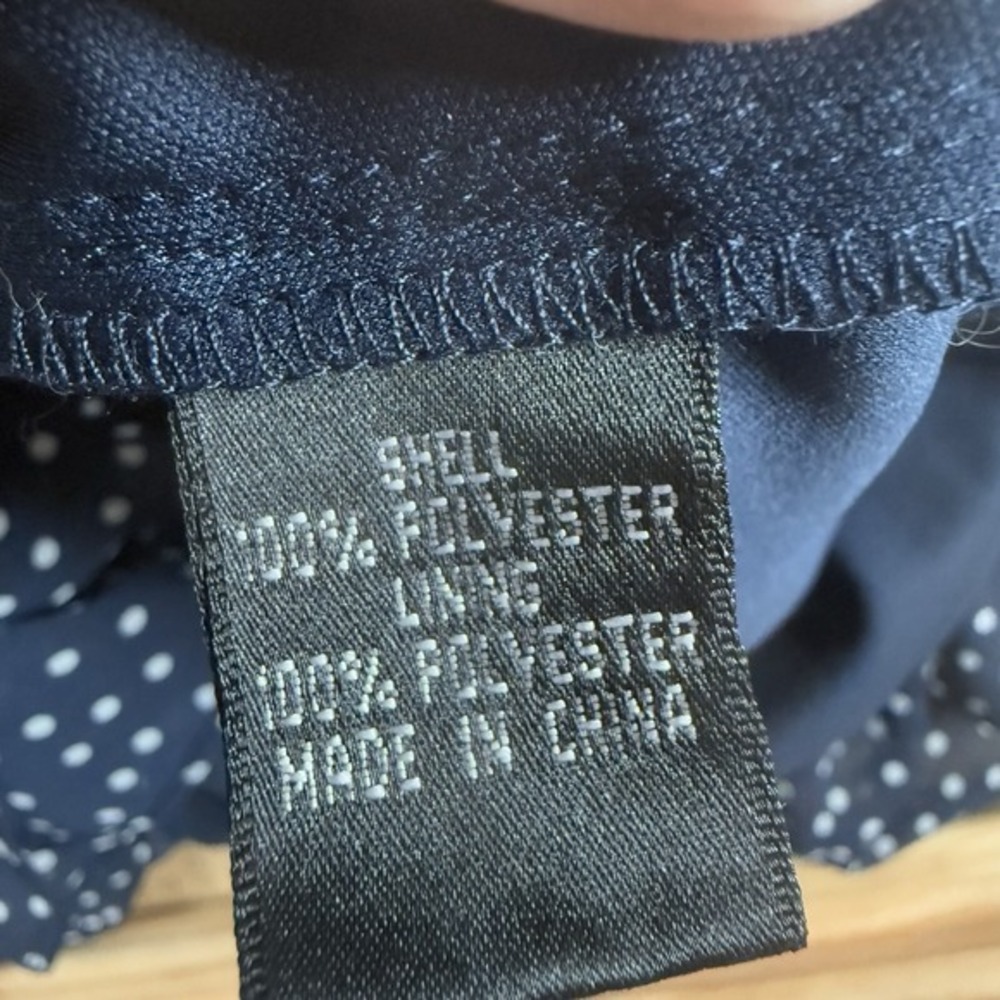 Adrianna Papell Womens 4 Navy Polka Dot Chiffon Ruffle Fit & Flare Dress NWT - Picture 9 of 12